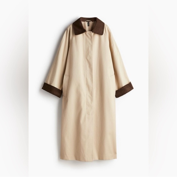 H&M Long Canvas Twill Chore Barn Jacket Tan Brown size XL - Picture 10 of 11